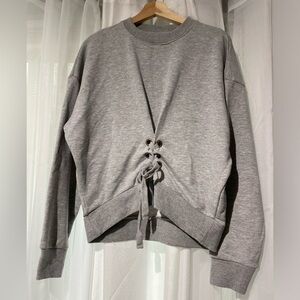 Cotton on grey tie front sweatshirt